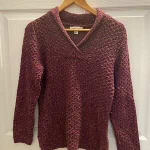 Coldwater Creek Women's Burgundy Cowl V-Neck Sweater
